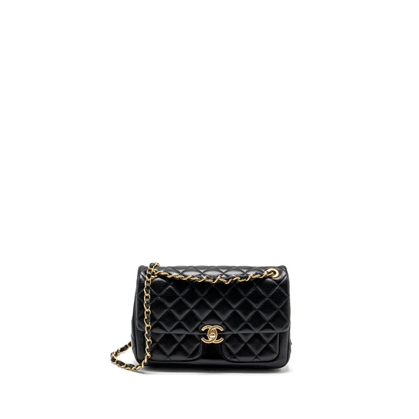 Chanel Quilted Flap Bag Lambskin Black GHW (Microchip)