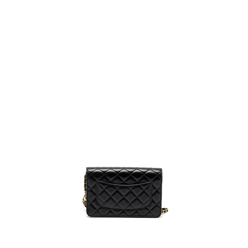 Chanel 22S Pearl Crush Wallet on Chain Lambskin Black Brushed GHW (Microchip)