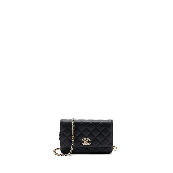 Chanel Detailed Logo Wallet On Chain Black Caviar LGHW (microchip)