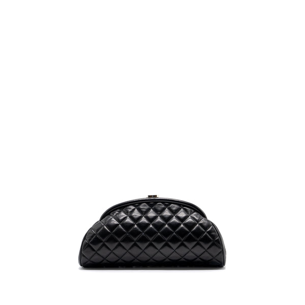 Chanel timeless kiss lock clutch evening bag lambskin Black SHW
