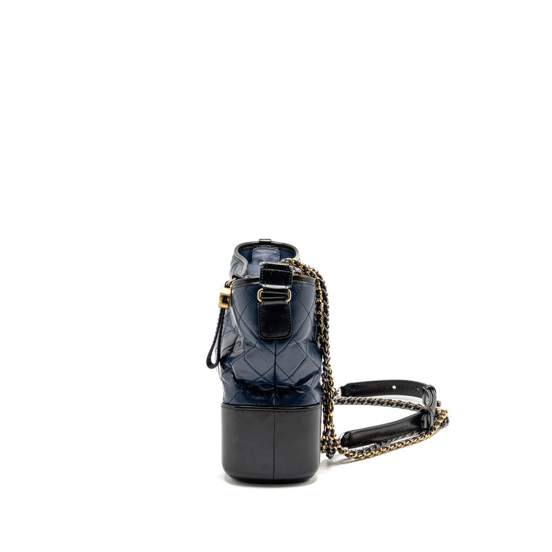 Chanel Gabrielle Hobo Bag Aged Calfskin Navy/Black Multicoloured Hardware