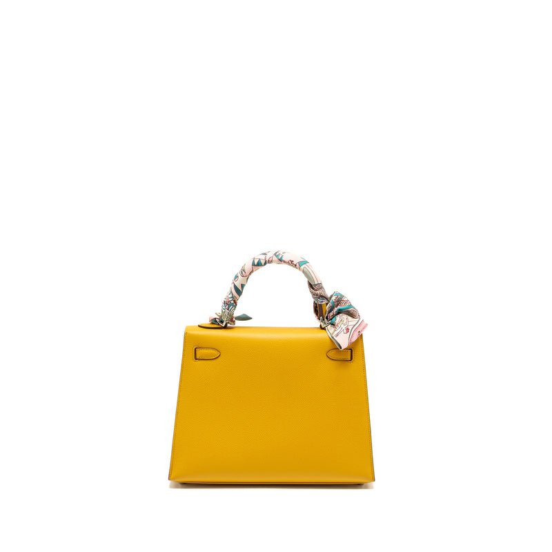 Hermes Kelly 25 Epsom 9D Jaune Amber SHW Stamp Y