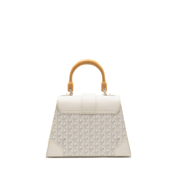 Goyard structured Saigon PM calfskin / canvas white SHW