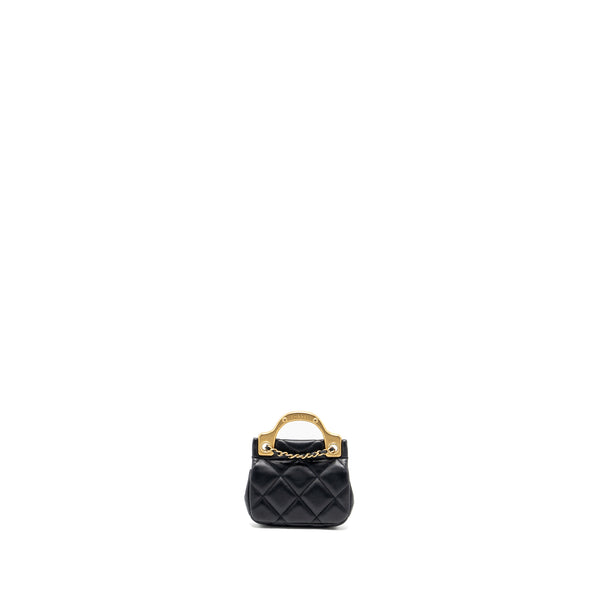 Chanel top handle mini flap bag with chain Calfskin black GHW