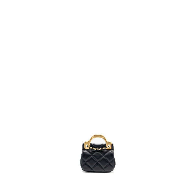 Chanel top handle mini flap bag with chain Calfskin black GHW