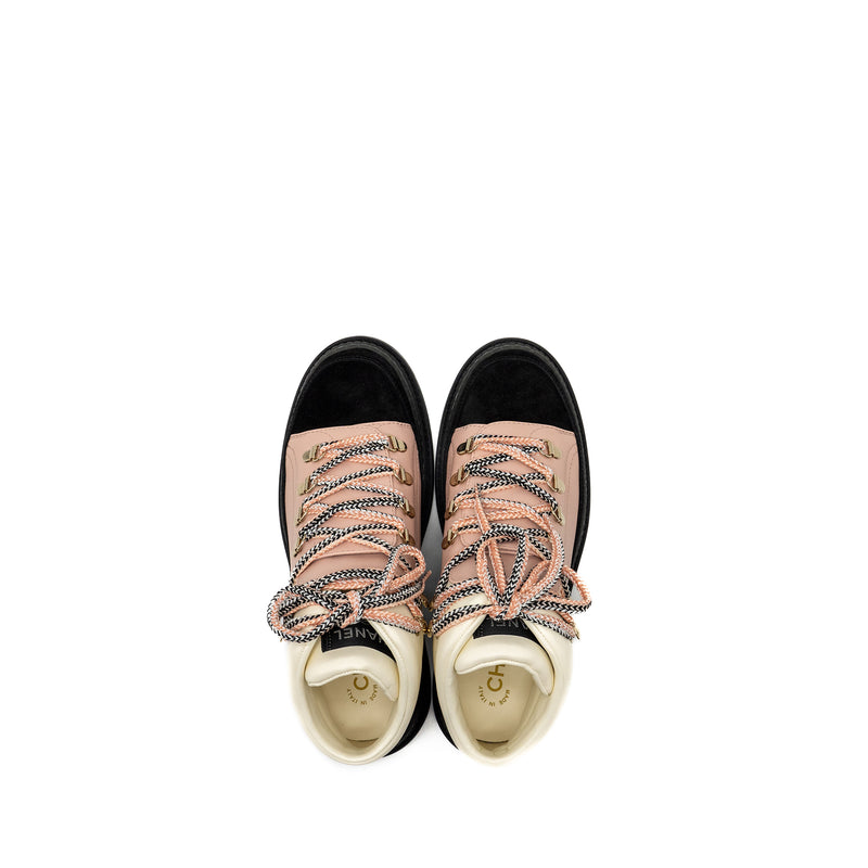 Chanel size 38 ankle bookts multicolor cream / pink / black
