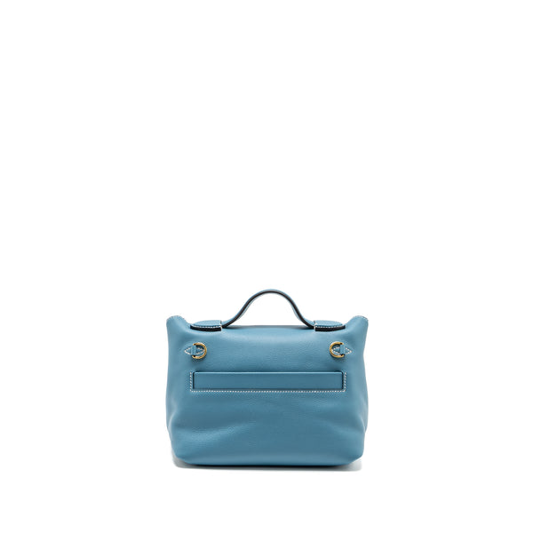 Hermes Mini 24/24 2424-21 Bag Evercolor/Swift New Bleu Jean GHW Stamp B