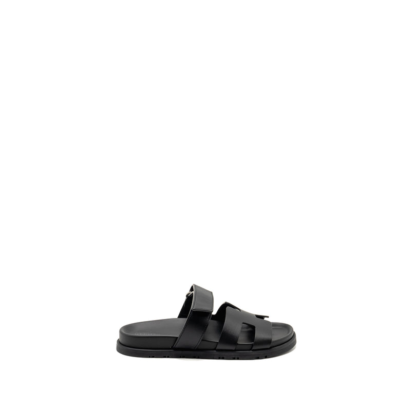 Hermes Size 37 Chypre Sandal Calfskin Black