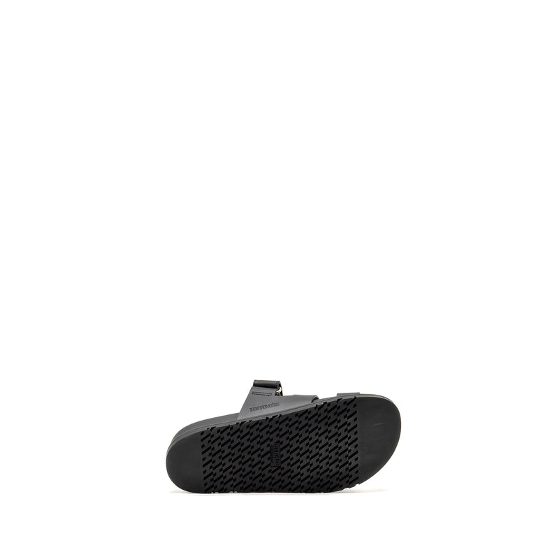 Hermes Size 37 Chypre Sandals Calfskin Black