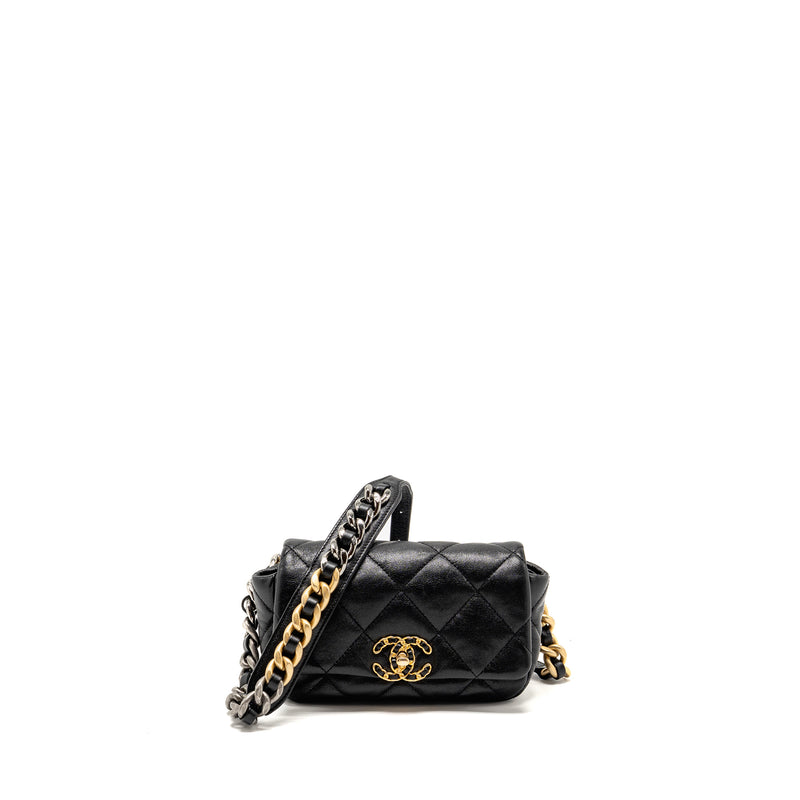 Chanel 19 Waist Bag Goatskin Black Multicolour Hardware