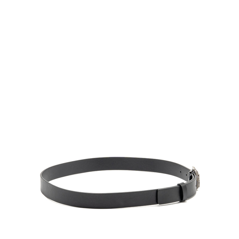 Dior Size 85 Crystal CD 25mm Belt Calfskin Black with Black Hardware