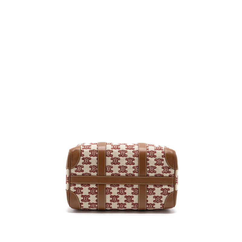 Celine Small Boston Textile Triomphe Fox Red GHW