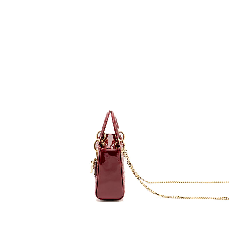 DIOR Mini Lady Dior Patent Red LGHW