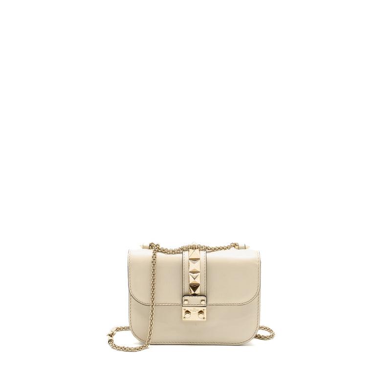 Valentino Garavani Rockstud Glam Lock Chain Bag Leather WHITE LGHW