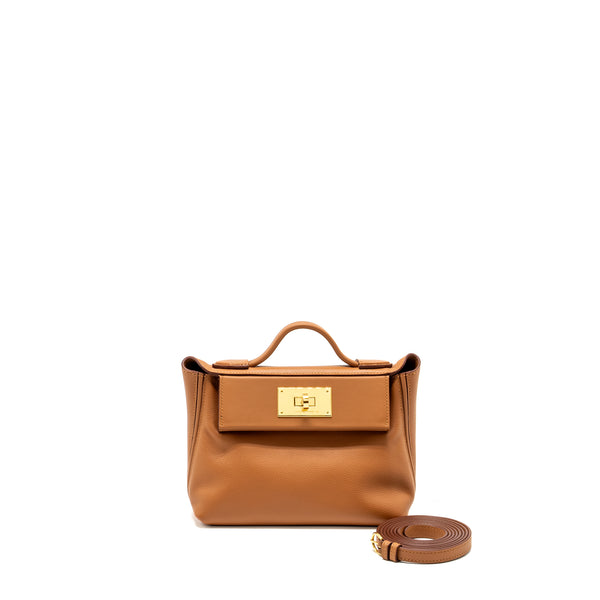 Hermes Mini 24/24 2424-21 Bag Evercolor/ Swift Gold GHW Stamp B