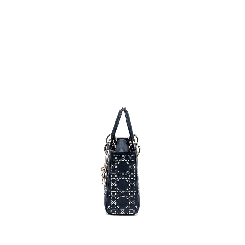 Dior Mini Lady dior satin crystal Dark blue SHW