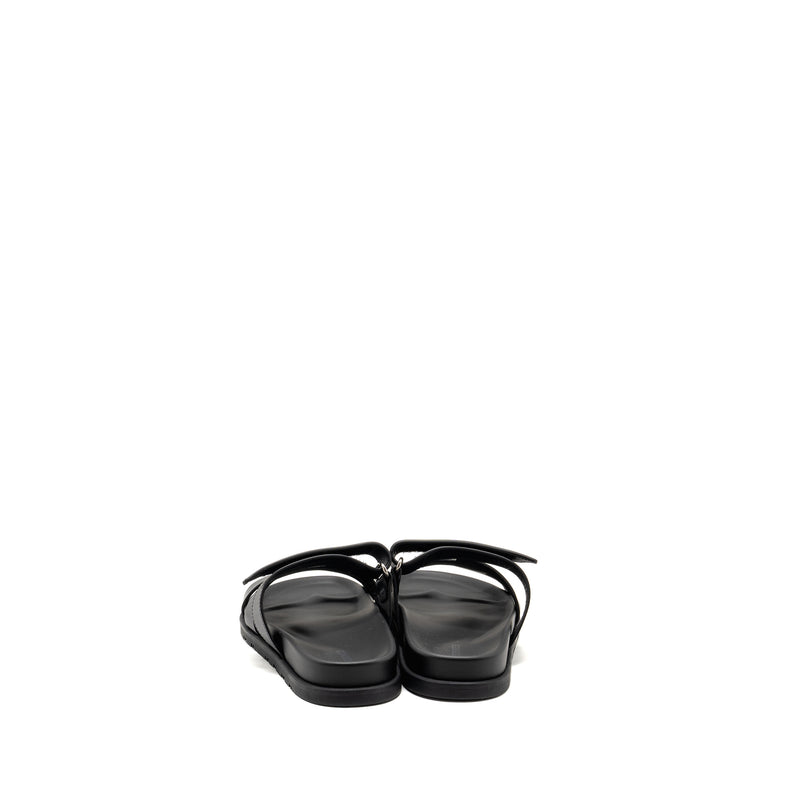 Hermes Size 37 Chypre Sandal Calfskin Black