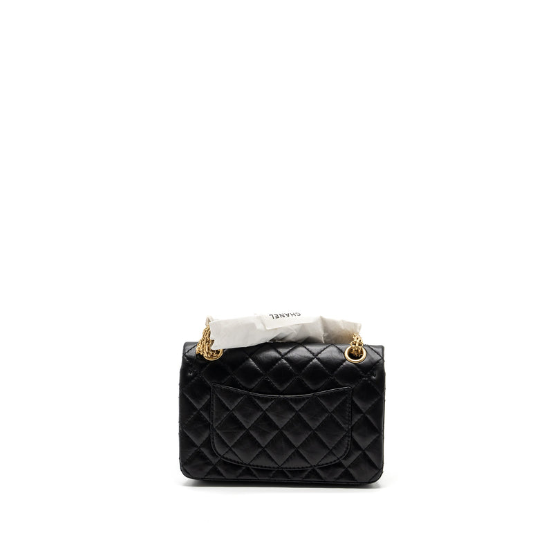 Chanel Mini 2.55 Reissue Flap Bag Aged Calfskin Black Brushed GHW (Microchip)