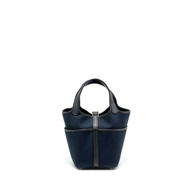 Hermes Picotin Cargo 18 Lock Bag Canvas/Swift Blue Marine/black SHW Stamp Z