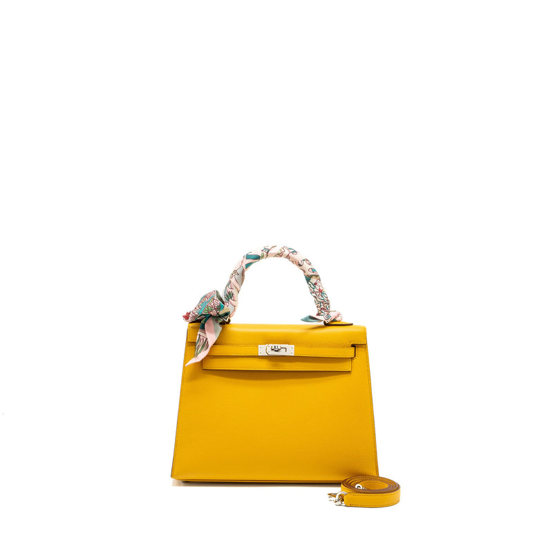 Hermes Kelly 25 Epsom 9D Jaune Amber SHW Stamp Y