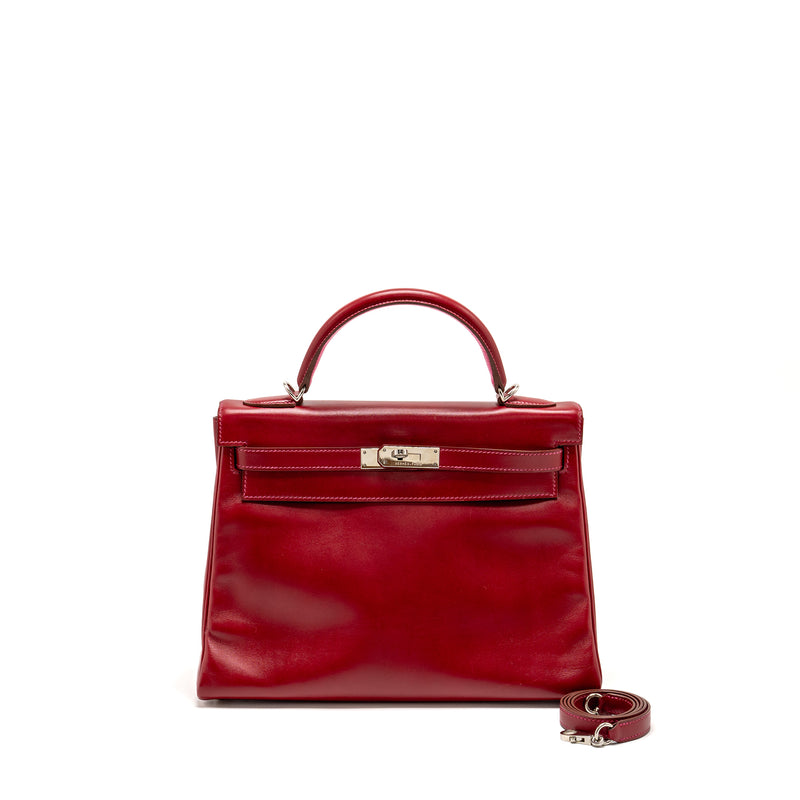 Hermes Kelly 32 Box Rubis/Rose Tyrien SHW Stamp Square O