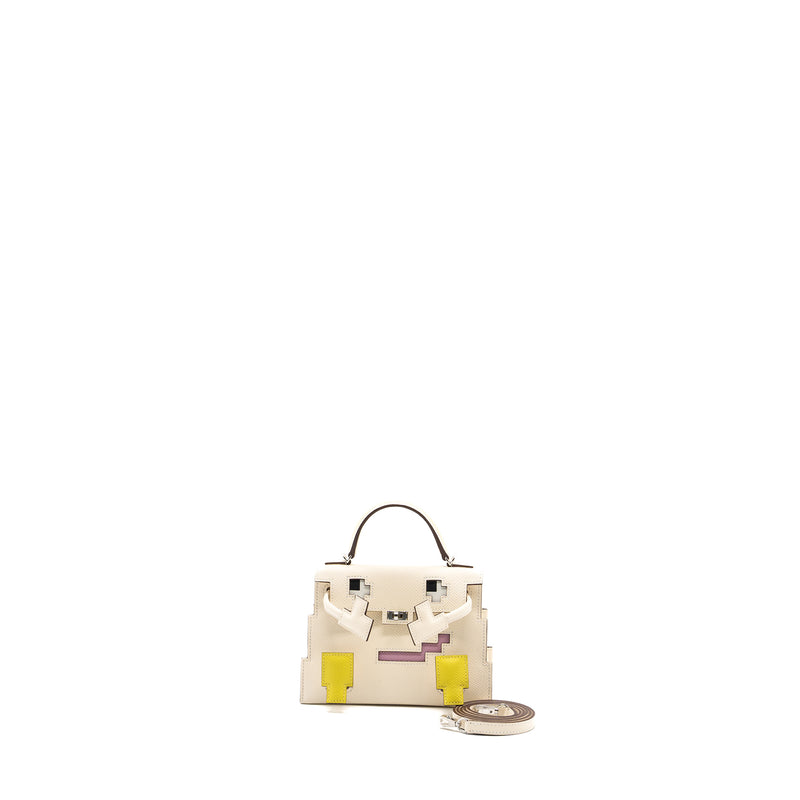Hermes Kellydole / kelly dole picto epsom leather nata/ lime / mauve sylvestre/ chai SHW stamp B