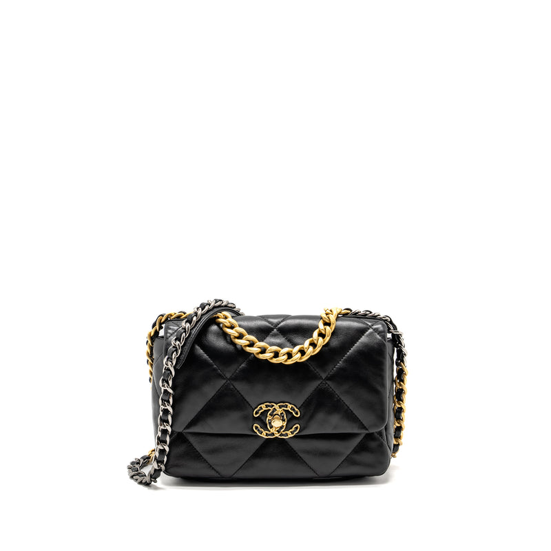 Chanel Small 19 Bag Lambskin Black Multicolour Hardware