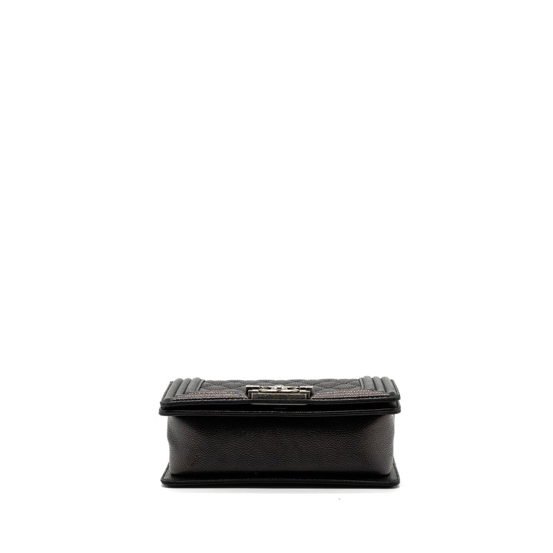 Chanel small boy bag caviar black ruthenium hardware