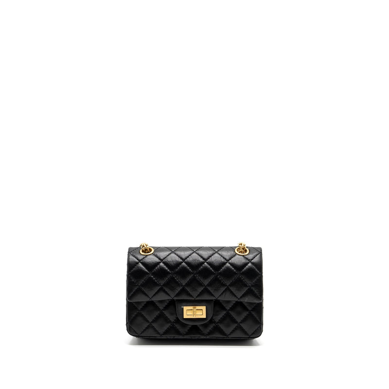 Chanel Mini 2.55 Reissue Flap Bag Aged Calfskin Black Brushed GHW (Microchip)