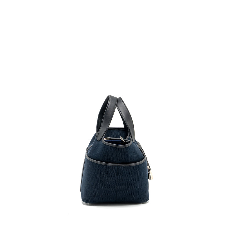 Hermes Picotin Cargo 18 Lock Bag Canvas/Swift Blue Marine/black SHW Stamp Z