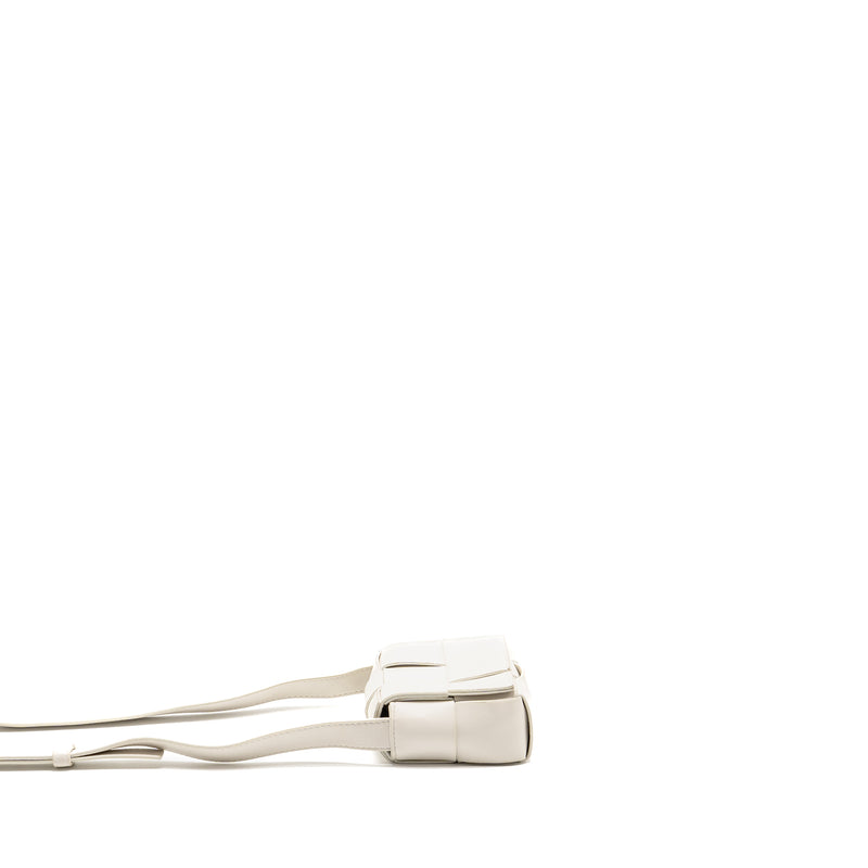 Bottega Veneta Intreccio Cassette Mini Bag Lambskin White