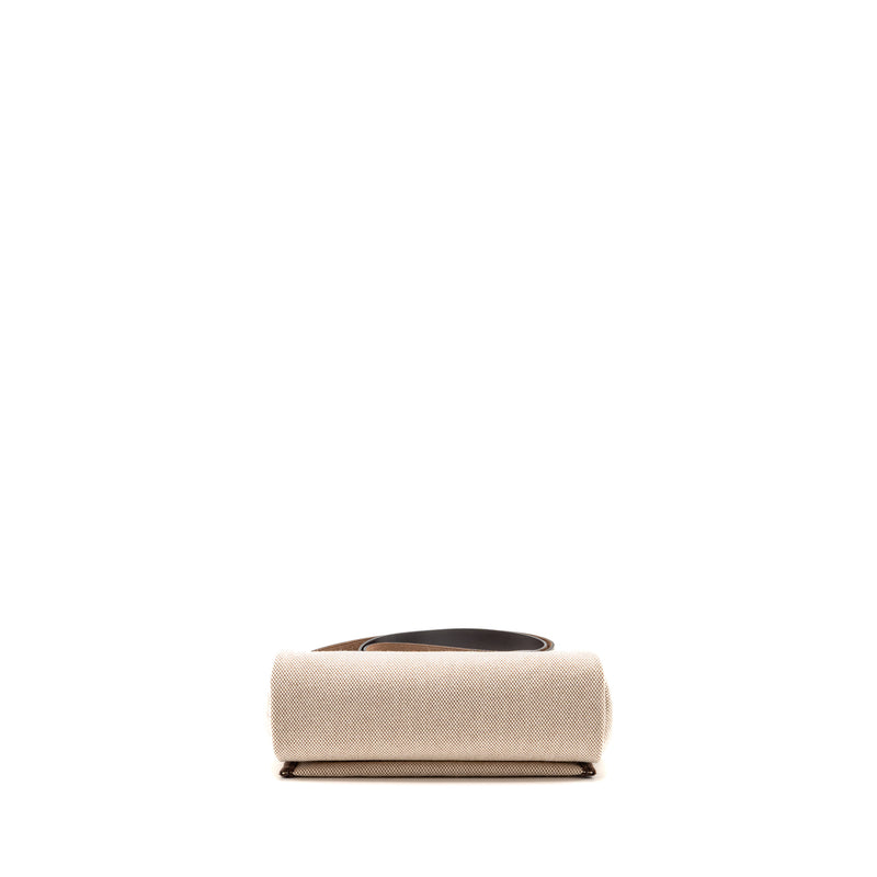 Hermes Herbag Mini Canvas/ Hunter Leather Ecru-Beige/Ebene GHW Stamp W