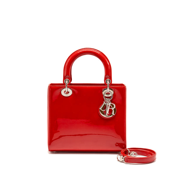 Dior Medium Lady dior patent red SHW