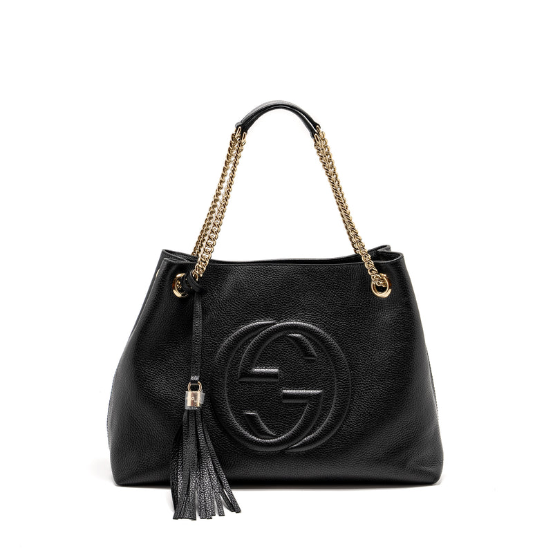 Gucci Interlocking G Soho Tote Bag Calfskin Black GHW