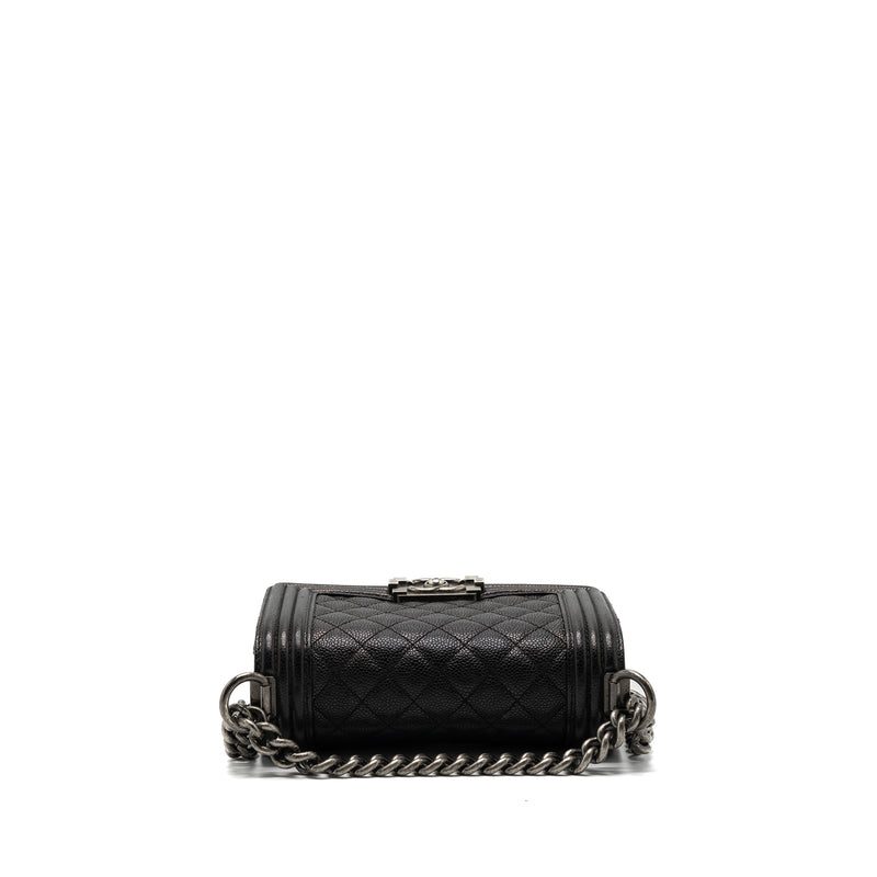 Chanel small boy bag caviar black ruthenium hardware