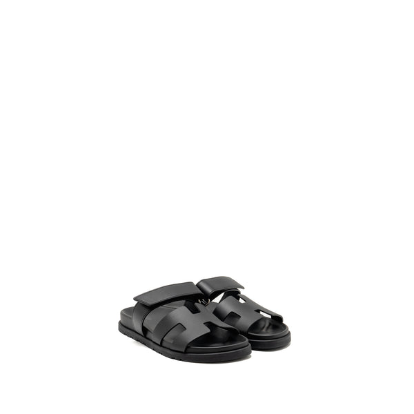 Hermes Size 37 Chypre Sandal Calfskin Black