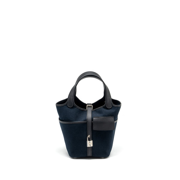 Hermes Picotin Cargo 18 Lock Bag Canvas/Swift Blue Marine/black SHW Stamp Z