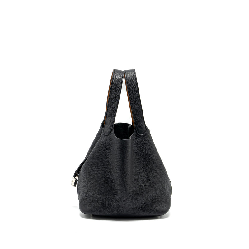 Hermes Picotin 22 Clemence black / caramel SHW stamp A