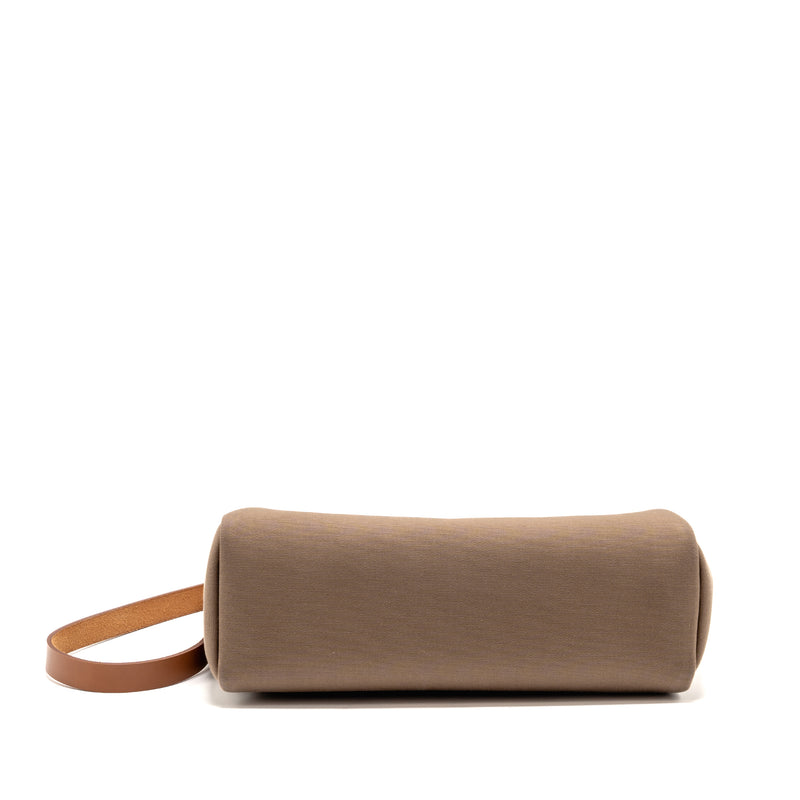 Hermes Herbag 31 zip bag canvas / hunter leather etoupe / dune / fauve GHW stamp Z