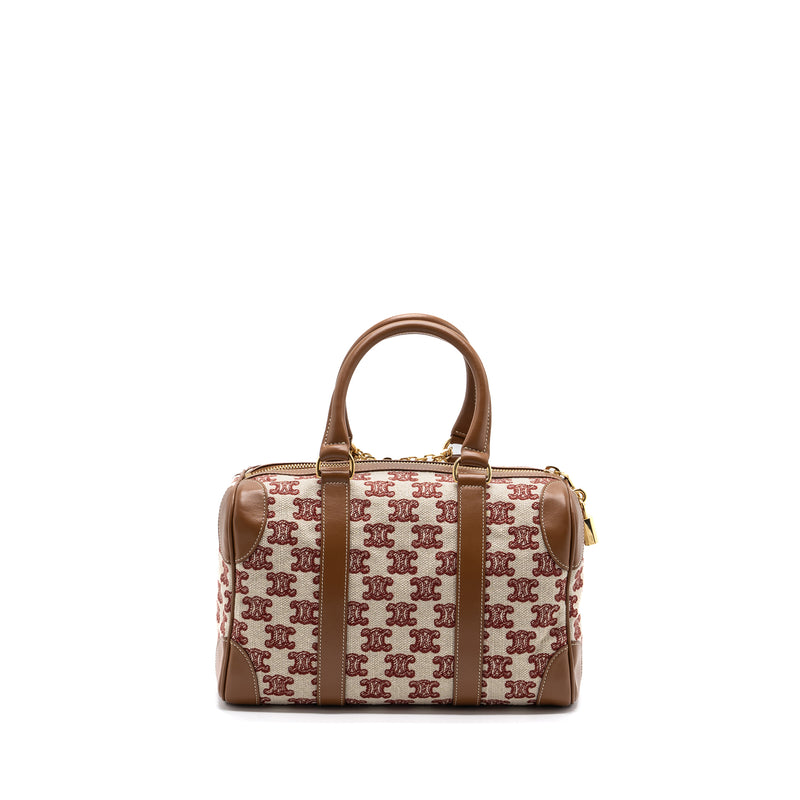 Celine Small Boston Textile Triomphe Fox Red GHW