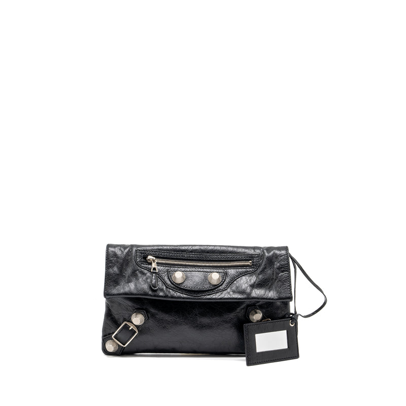 Baleciaga city fold clutch leather black SHW