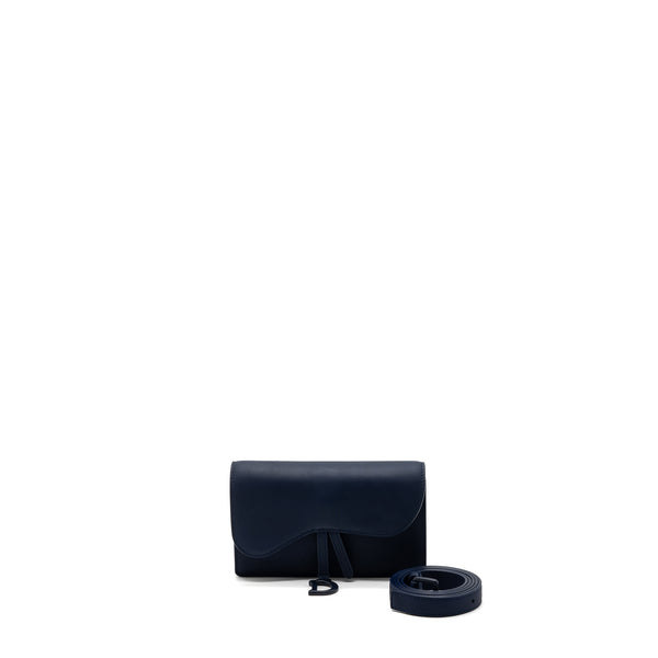 Dior saddle belt pouch calfskin blue with blue hardware