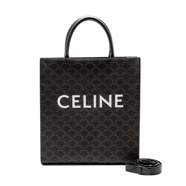 Celine Vertical Cabas in Triomphe Canvas Black / Multicolour GHW