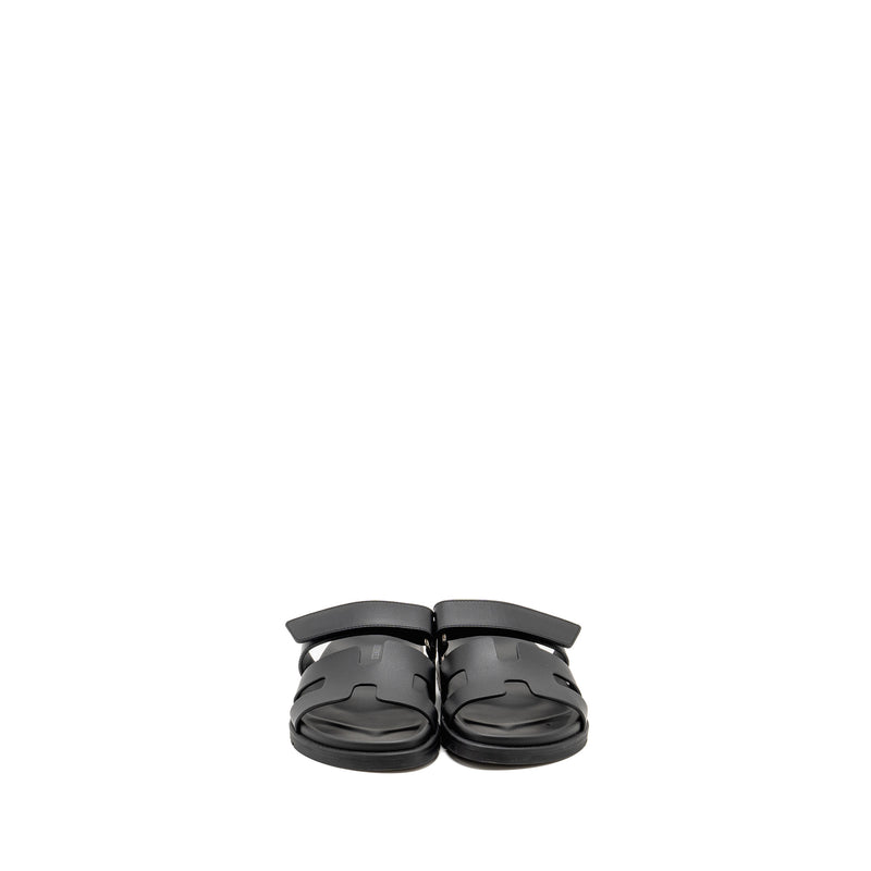 Hermes Size 37 Chypre Sandals Calfskin Black