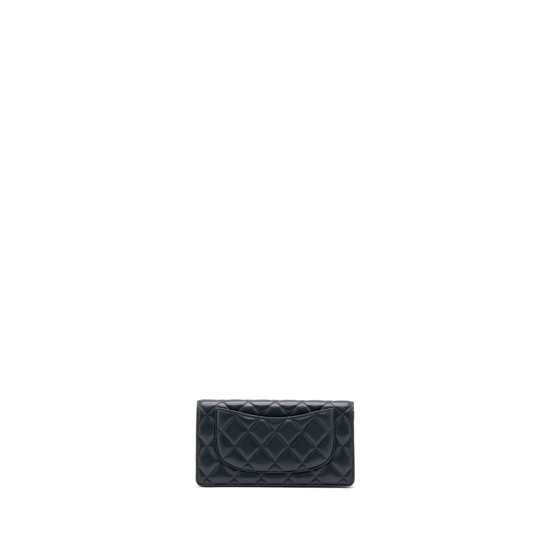 Chanel Long Wallet Lambskin Dark Grey/Green in Green Hardware