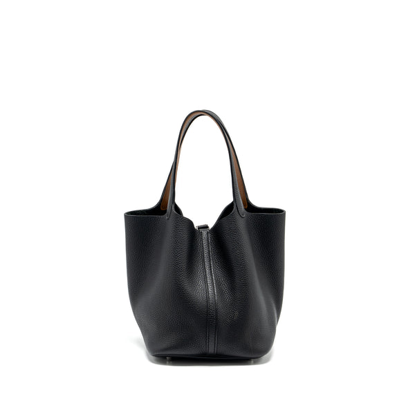 Hermes Picotin 22 Clemence black / caramel SHW stamp A