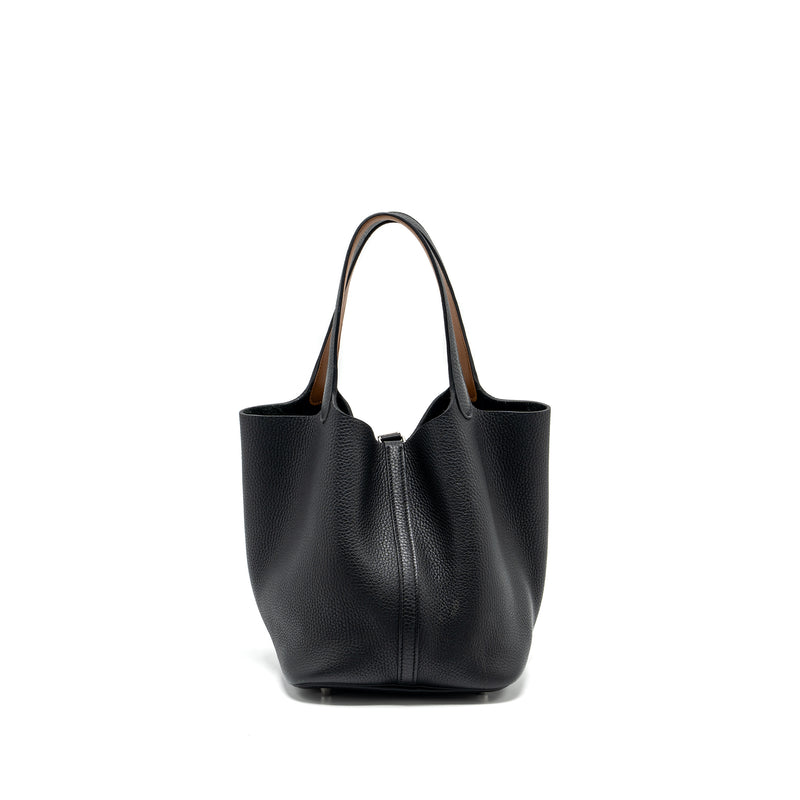 Hermes Picotin 22 Clemence black / caramel SHW stamp A