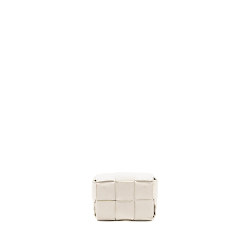 Bottega Veneta Intreccio Cassette Mini Bag Lambskin White
