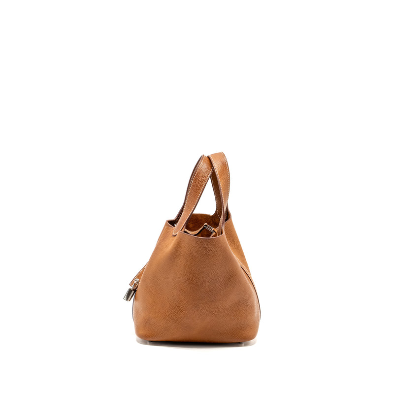 HERMES Picotin 18 Lock Bag Barenia Faubourg Fauve SHW Stamp U