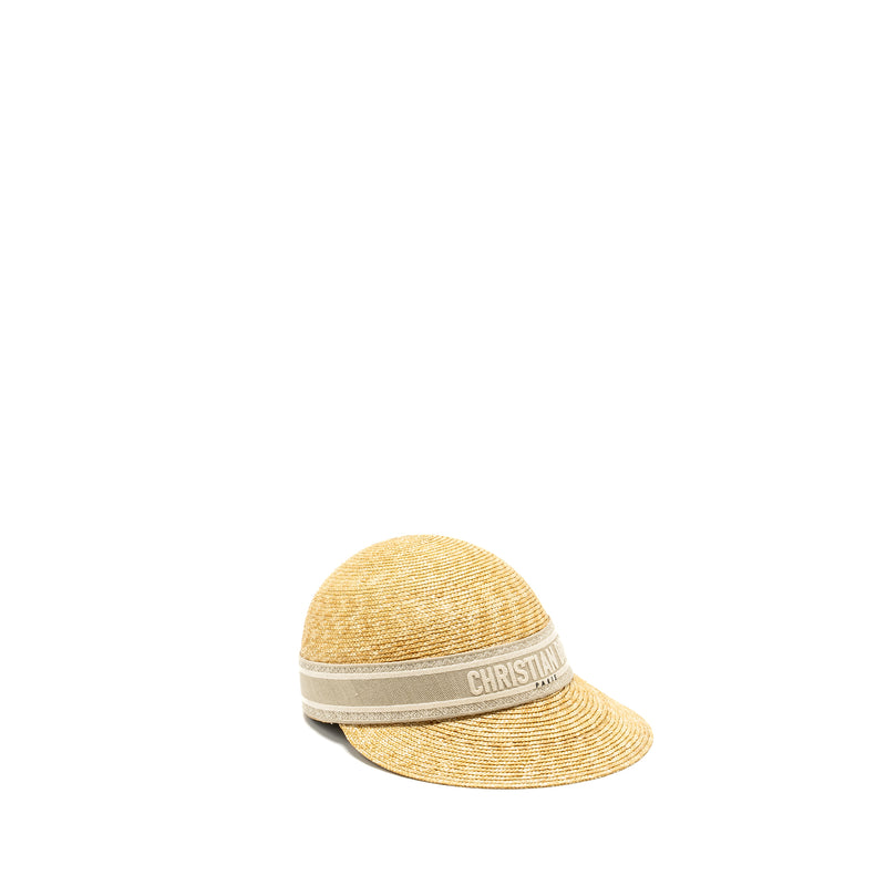 DIOR Size 57 Raffia Cap Grey/Multicolour